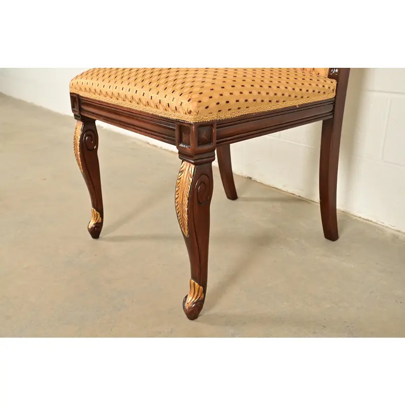 Baker Furniture Style Regency Carved Mahogany and Gold Gilt Dining Chairs, Set of Four - Image 9