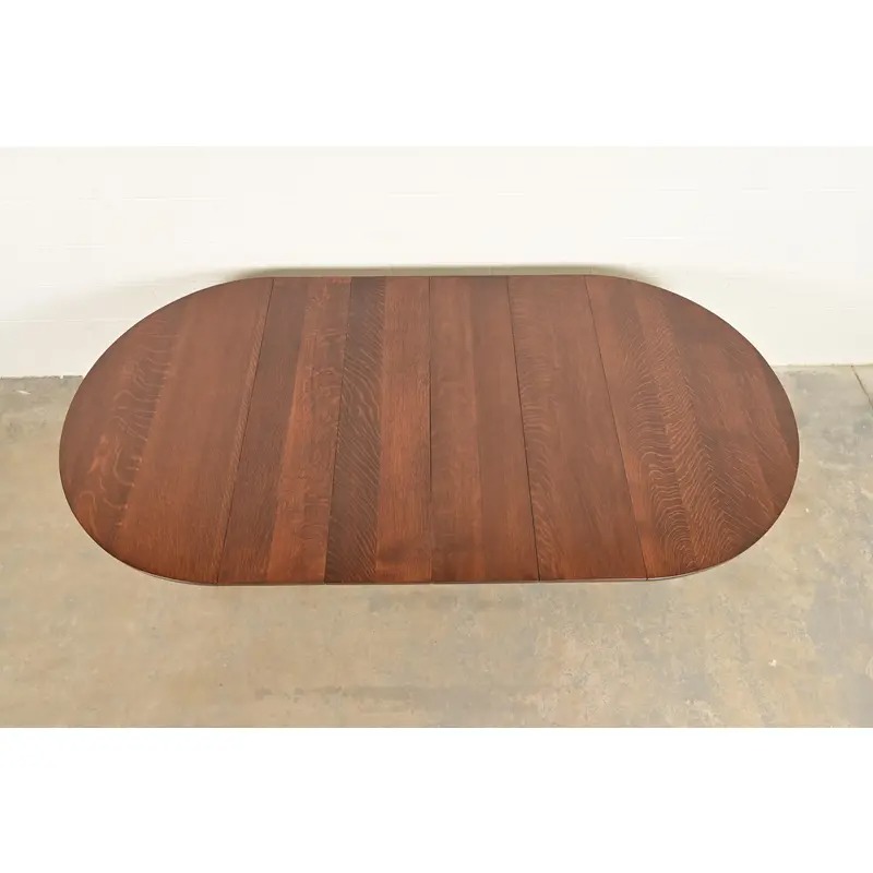 L. & J. G. Stickley Antique Mission Oak Arts & Crafts Extension Dining Table, Newly Refinished - Image 9