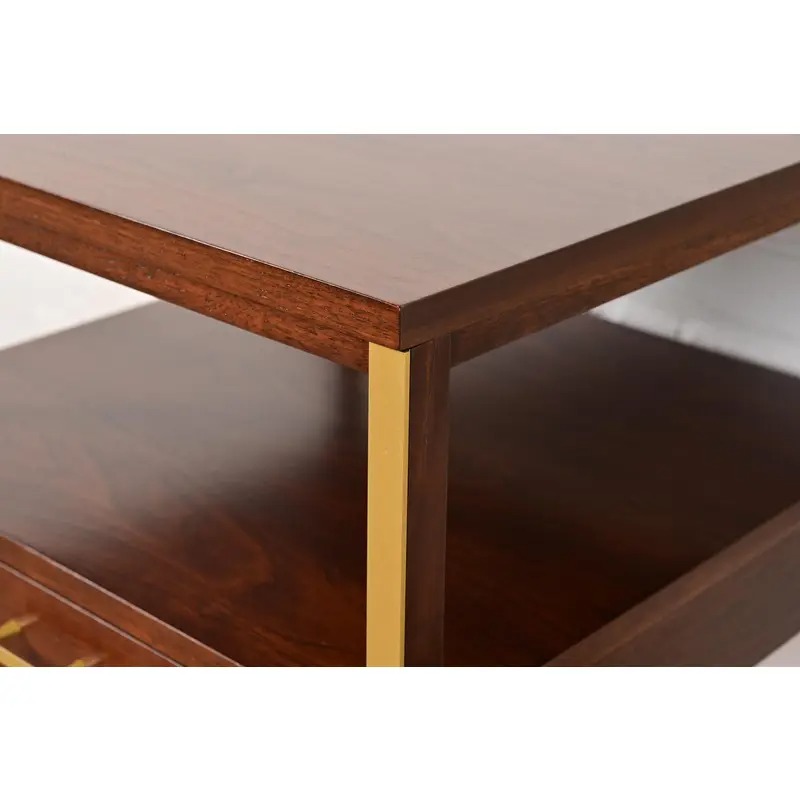 Paul McCobb for Calvin Furniture Linear Group Walnut Two-Tier Nightstand, Newly Refinished - Image 9