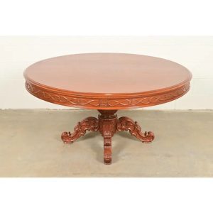 R. J. Horner Style Antique Victorian Carved Mahogany Pedestal Dining Table, Circa 1880s