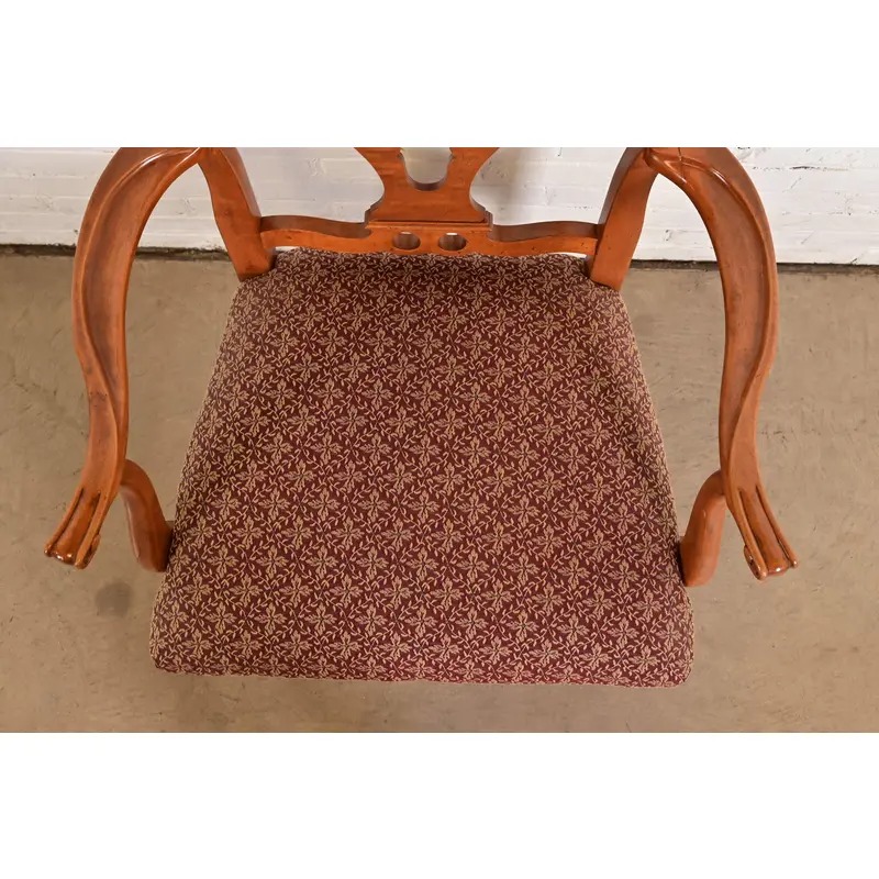 Romweber Antique Georgian Carved Walnut Dining Chairs, Set of Six - Image 9