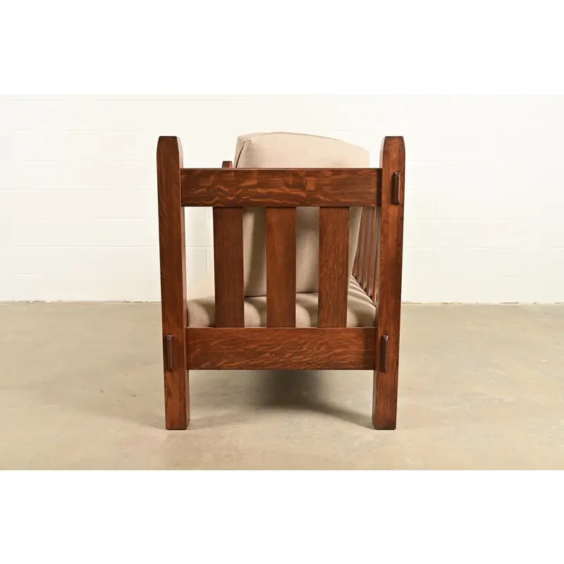 Stickley Brothers Antique Mission Oak Arts and Crafts Settle Sofa, Fully Restored - Image 9
