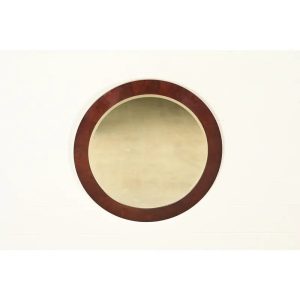 Stickley Modern Art Deco Mahogany Framed Round Beveled Wall Mirror