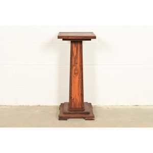 Stickley Style Antique Mission Arts & Crafts Pine Pedestal Table or Plant Stand, Circa 1910