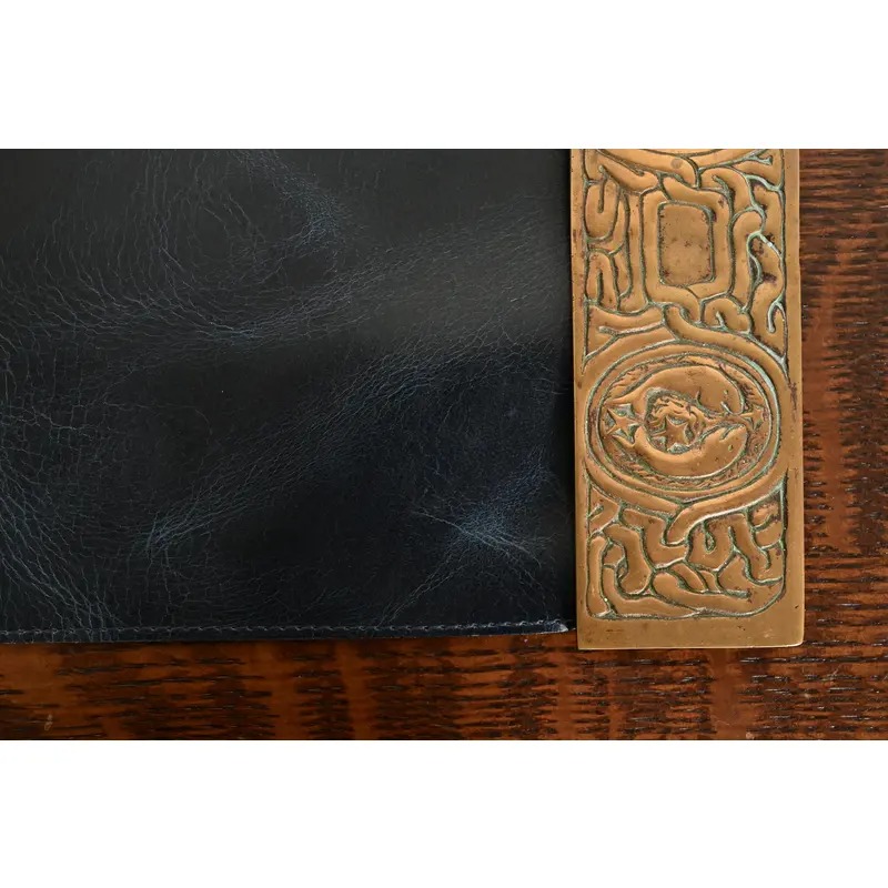 Tiffany Studios New York Zodiac Bronze Blotter Ends With Leather Desk Blotter - Image 9