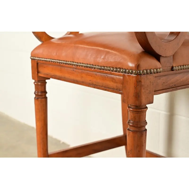 Baker Furniture English Regency Carved Walnut Bar Stools, Pair - Image 10