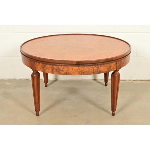 Baker Furniture French Regency Louis XVI Burled Wood Coffee Table or Cocktail Table, Circa 1960s