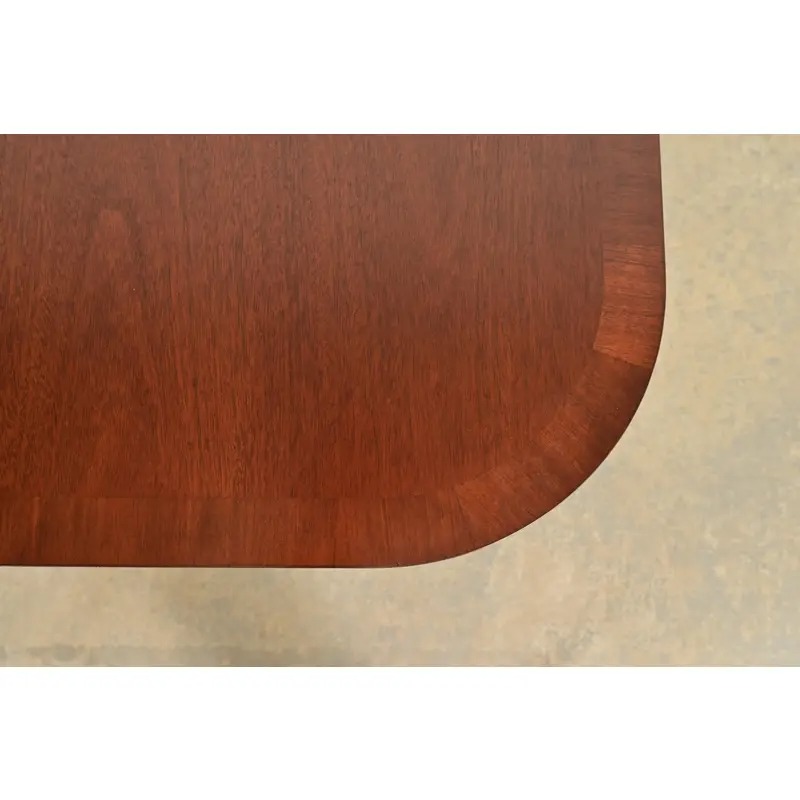 Baker Furniture Style Georgian Mahogany Double Pedestal Extension Dining Table, Newly Refinished - Image 10
