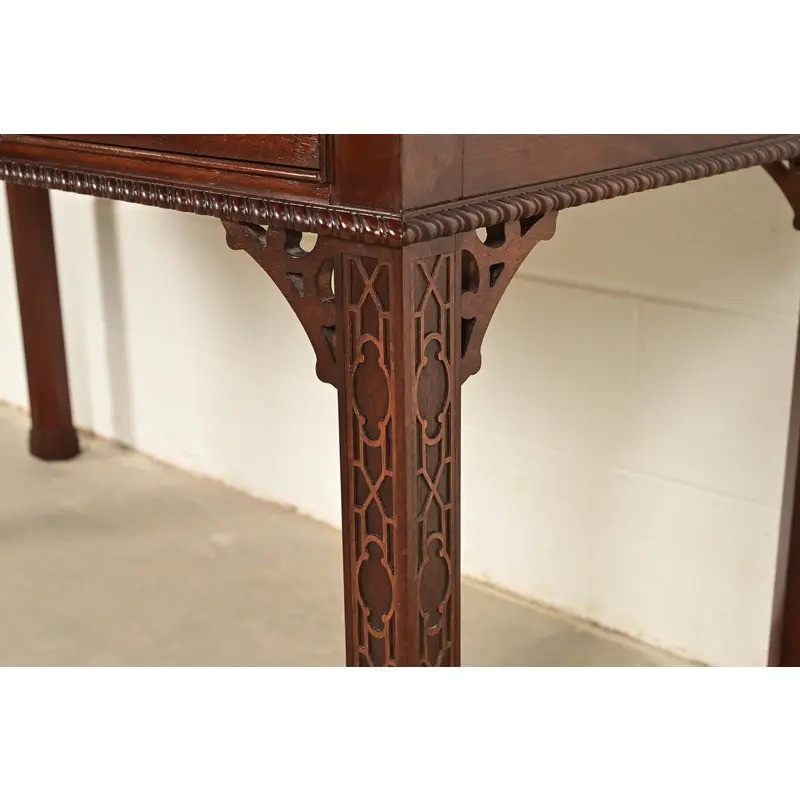 Councill Chippendale Carved Mahogany Writing Desk or Console Table - Image 10
