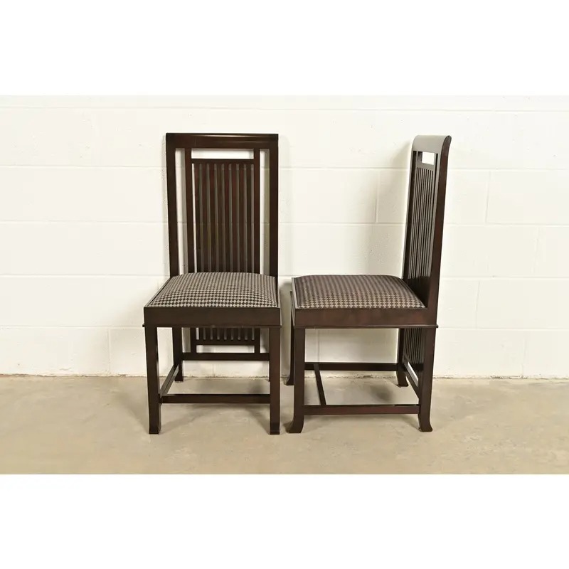 Frank Lloyd Wright for Cassina Arts & Crafts Dark Cherry Wood Dining Chairs, Set of Eight - Image 10