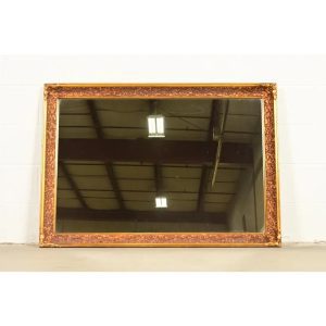 French Rococo Ornate Carved Gold Gilt Large Wall Mirror