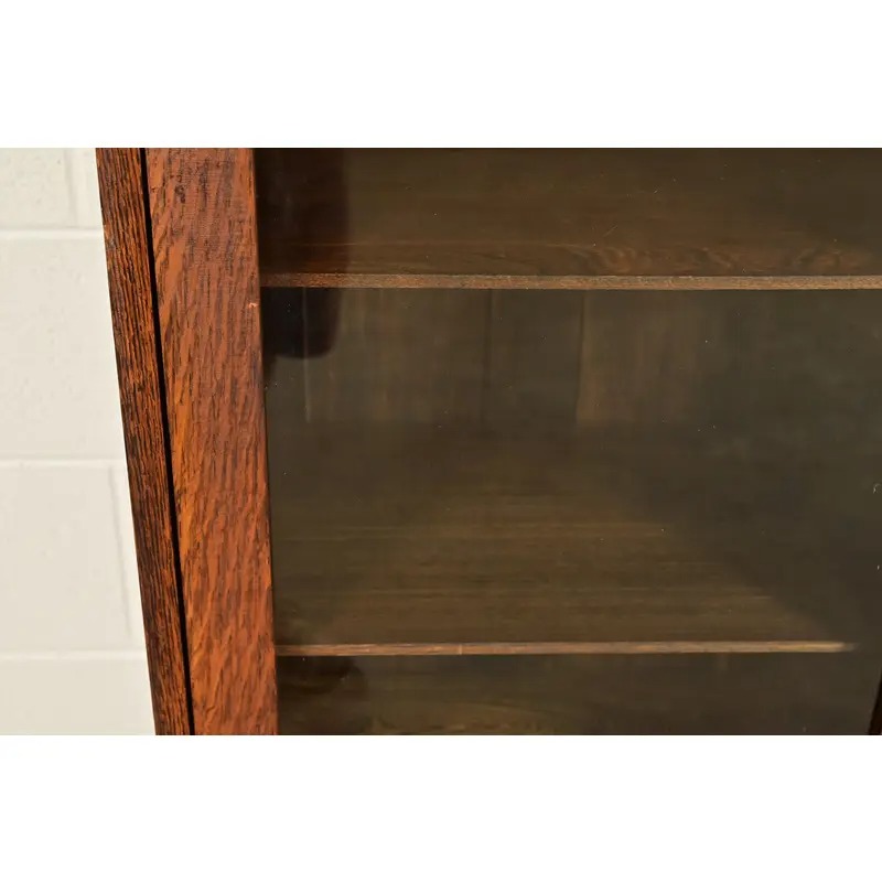 Limbert Style Antique Mission Oak Arts & Crafts Glass Front Bookcase Cabinet, Circa 1910 - Image 10