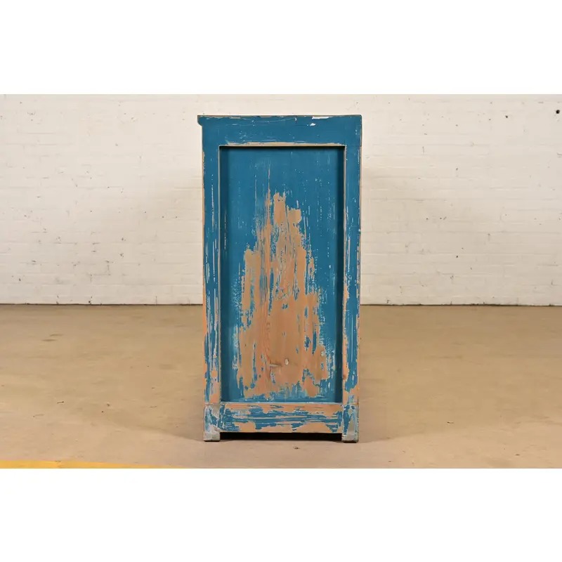 Modern Distressed Blue Painted Monumental Sideboard by Van Thiel - Image 10