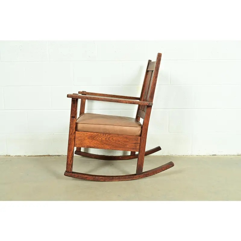 Stickley Brothers Antique Mission Oak Arts & Crafts Rocking Chair, Circa 1910 - Image 10