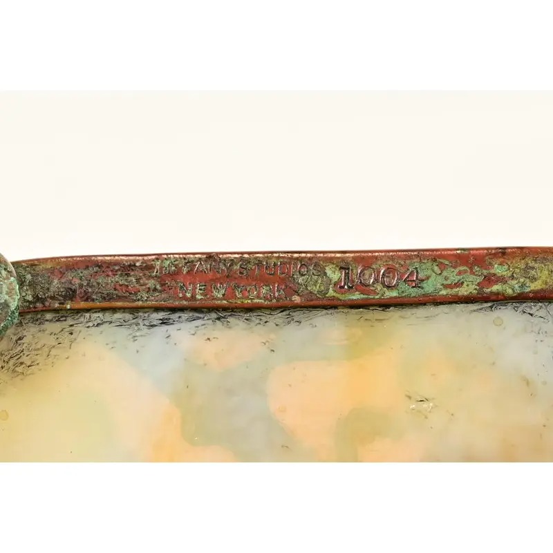 Tiffany Studios New York Grapevine Pattern Bronze and Favrile Slag Glass Pen Tray - Image 10