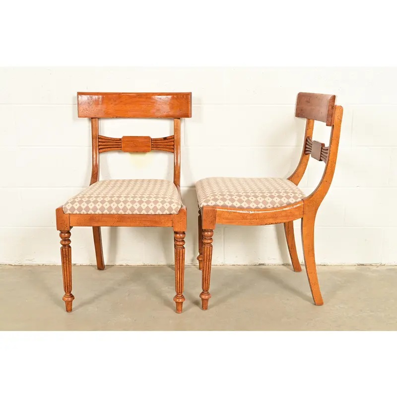 Baker Furniture English Regency Carved Maple Side Chairs or Dining Chairs, Pair - Image 11