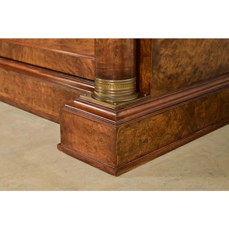 Baker Furniture Style French Empire Burl Wood Sideboard or Bar Cabinet With Mounted Ormolu - Image 11