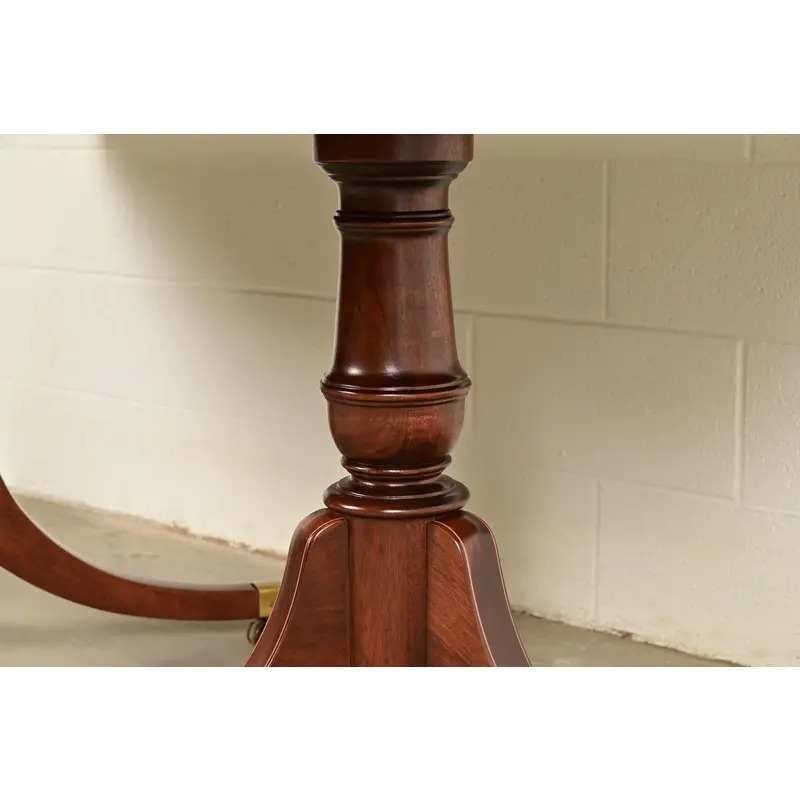 Baker Furniture Style Georgian Mahogany Double Pedestal Extension Dining Table, Newly Refinished - Image 11