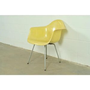 Charles Eames for Herman Miller Mid-Century Modern Yellow Fiberglass Arm Chair, Circa 1950s