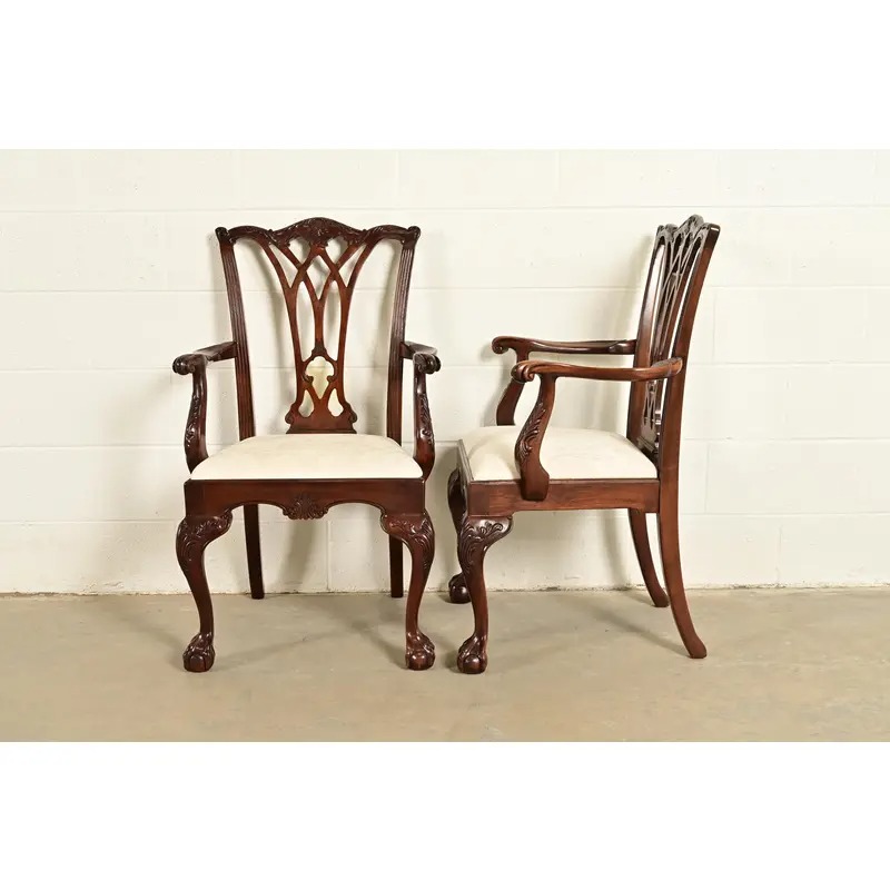 Drexel Heritage Chippendale Carved Mahogany Dining Chairs, Set of Six - Image 11