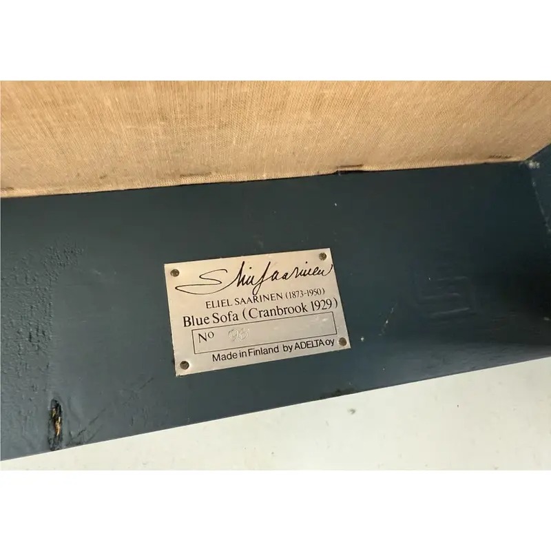 Eliel Saarinen Cranbrook "The Blue Settee" Art Nouveau Settle Sofa or Bench - Image 11