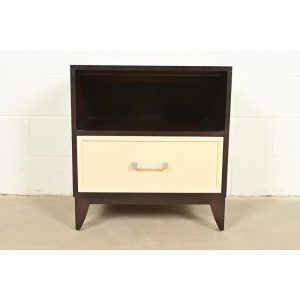Kindel Furniture Modern Hollywood Regency Mahogany and Cream Lacquered Nightstand