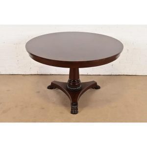 Kindel Furniture Neoclassical Banded Oak Pedestal Center Table or Breakfast Table