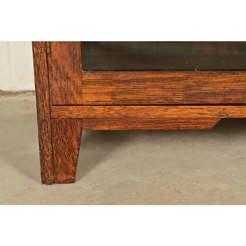 Limbert Style Antique Mission Oak Arts & Crafts Glass Front Bookcase Cabinet, Circa 1910 - Image 11