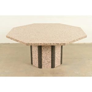 Modern Italian Granite and Marble Pedestal Dining Table in the Manner of Ello, Circa 1980s
