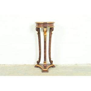 Neoclassical Gold Gilt and Faux Tortoise Shell Pedestal Plant Stand by Ugo Bianchi