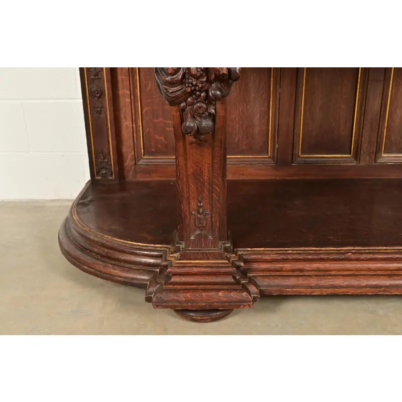 R. J. Horner Renaissance Revival Ornate Carved Oak Sideboard or Bar Cabinet, Circa 1880s - Image 11