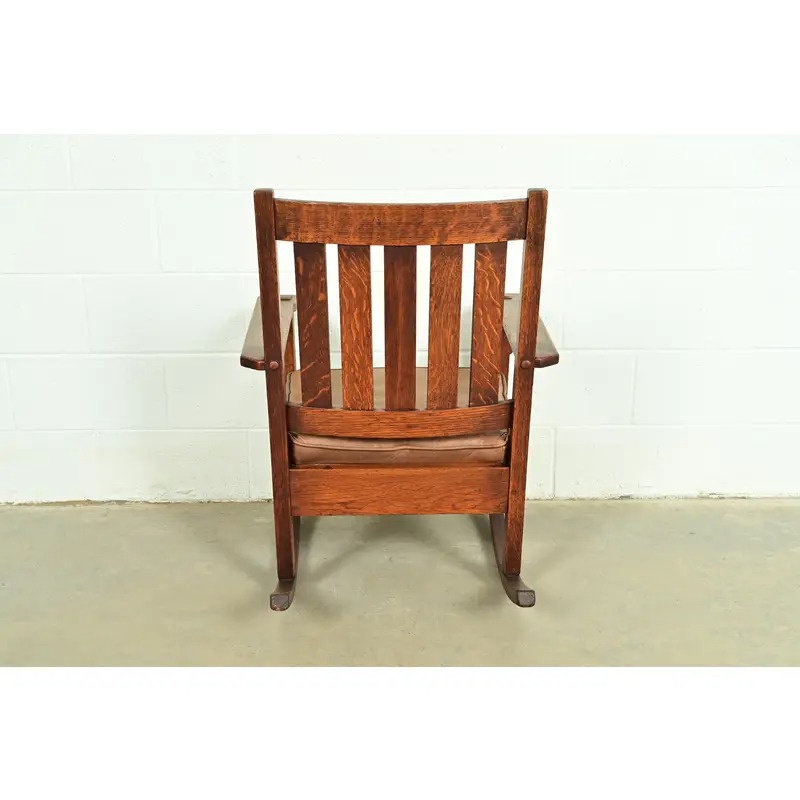 Stickley Brothers Antique Mission Oak Arts & Crafts Rocking Chair, Circa 1910 - Image 11