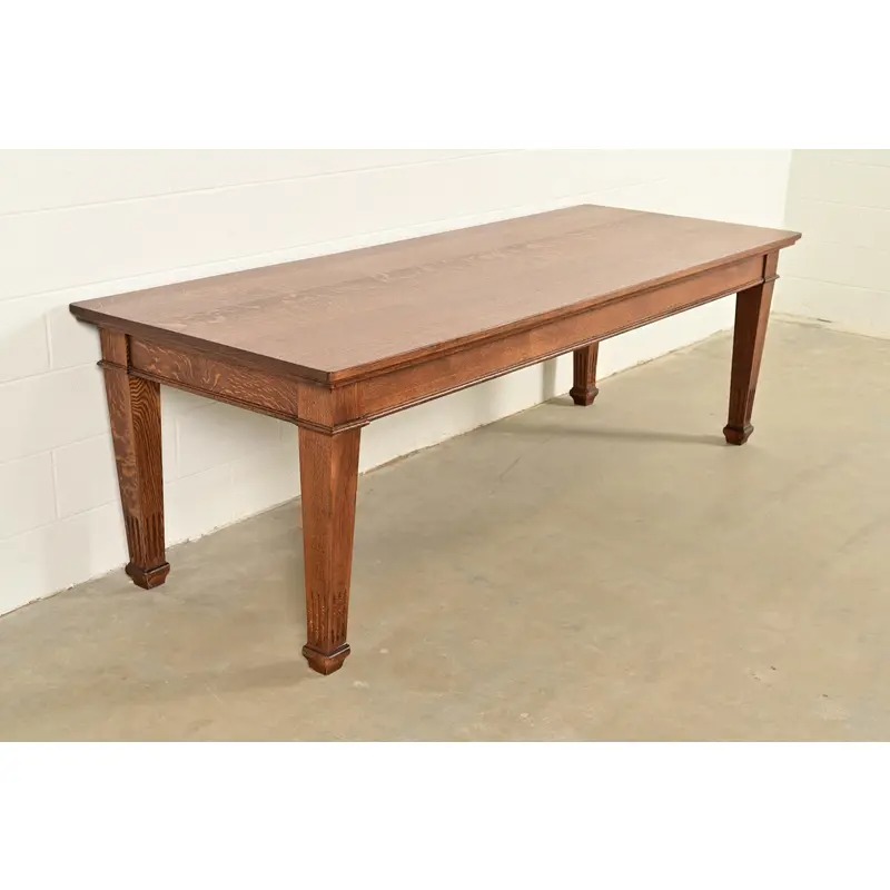 Stickley Brother's Style Antique Mission Oak Arts & Crafts Harvest Dining Table, Newly Refinished