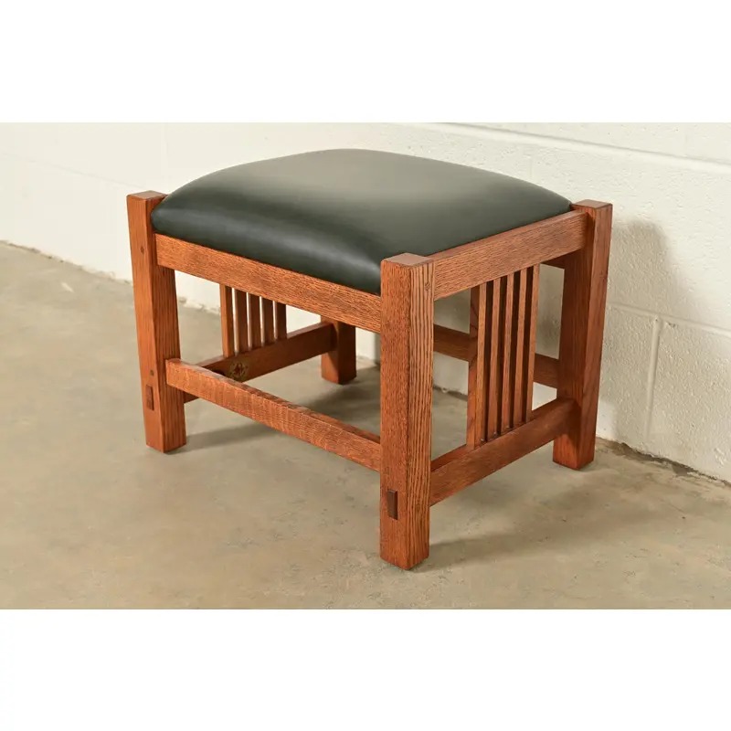 Stickley Mission Oak Arts & Crafts Reclining Morris Lounge Chair With Ottoman - Image 11