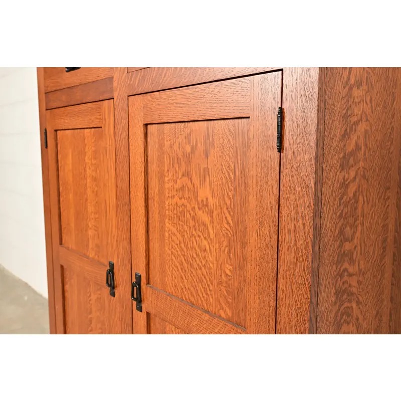Stickley Style Mission Oak Arts & Crafts Bookcase or Bar Cabinet - Image 11