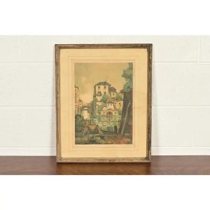 Antique Venice Italy Signed Lithograph by Claude Duval, Circa 1900