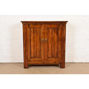 Baker Furniture French Louis Philippe Carved Walnut Flip-Top Server or Bar Cabinet