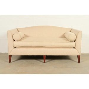 Barbara Barry for Baker Furniture Modern Regency Upholstered Camelback Sofa