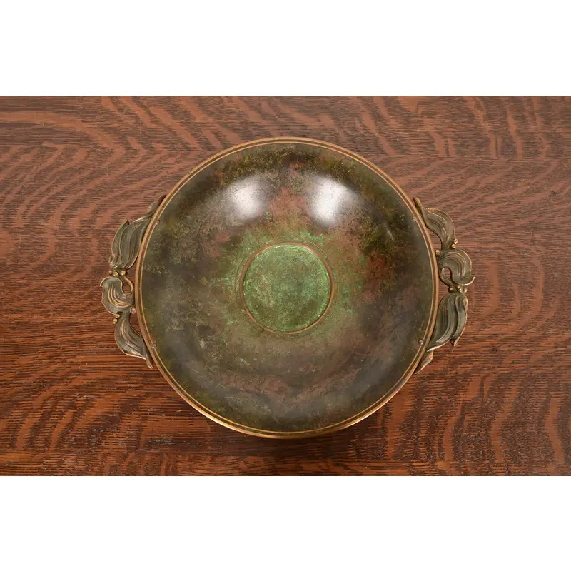 Carl Sorensen Art Deco Verdigris Bronze Centerpiece Bowl or Fruit Bowl