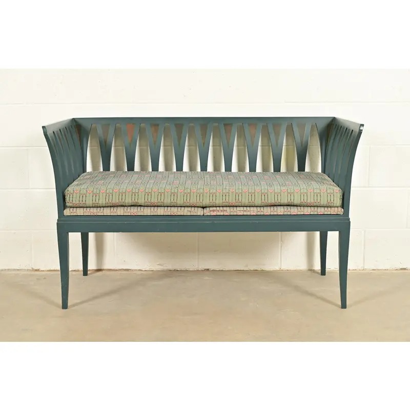 Eliel Saarinen Cranbrook "The Blue Settee" Art Nouveau Settle Sofa or Bench