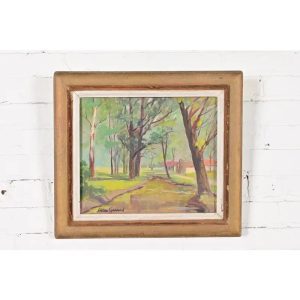 Original Artist Signed Allee Gerard "Cherry Creek" Oil on Board Painting in Carved Giltwood Frame
