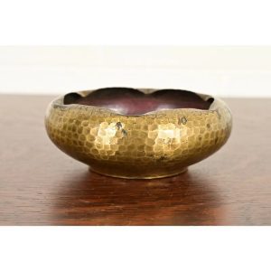 Roycroft Antique Arts & Crafts Brass Over Hammered Copper Bowl, Circa 1920s