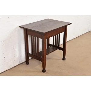 Stickley Brothers Style Antique Mission Oak Arts & Crafts Writing Desk or Library Table, Circa 1910