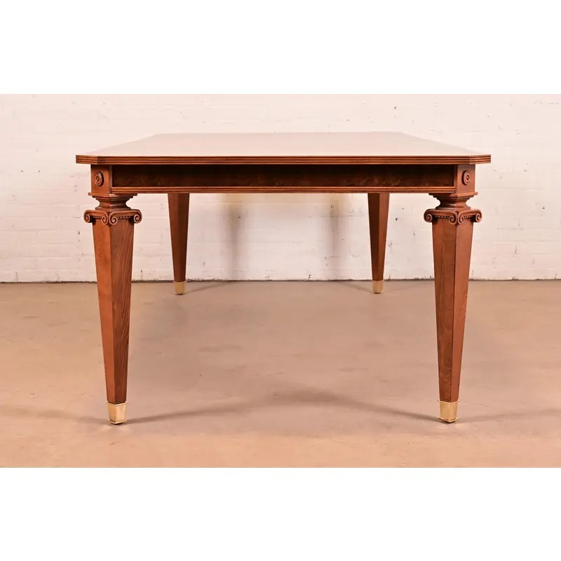 Theodore Alexander French Regency Louis XVI Burl Wood Dining Table, Newly Refinished - Image 12