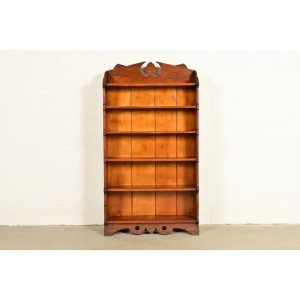 Antique Victorian Carved Oak Open Bookcase, Circa 1900