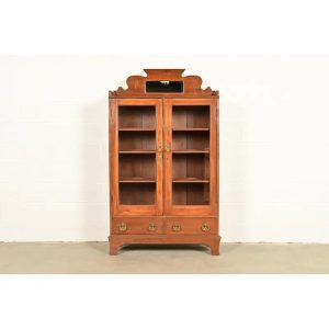 Antique Victorian Carved Walnut Bookcase, Circa 1890s