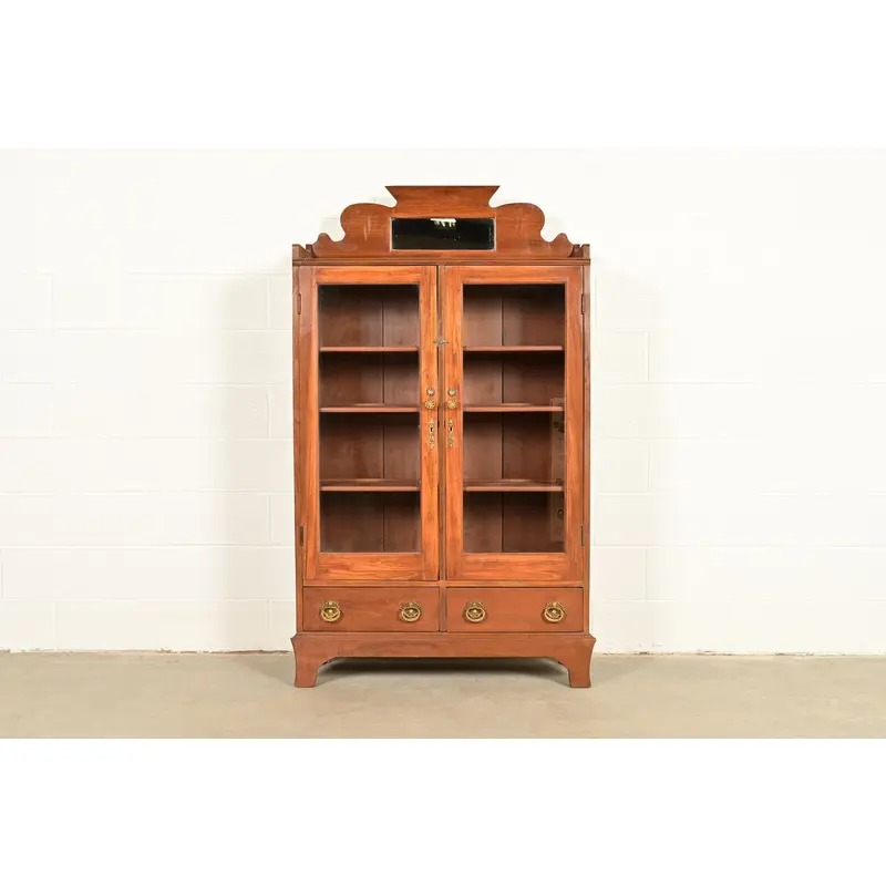 Antique Victorian Carved Walnut Bookcase, Circa 1890s