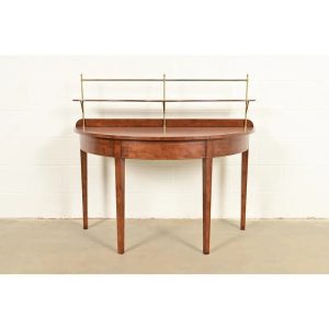Baker Furniture Federal Banded Mahogany Demilune Console Table or Entry Table