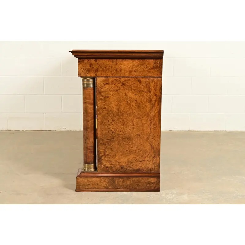 Baker Furniture Style French Empire Burl Wood Sideboard or Bar Cabinet With Mounted Ormolu - Image 13