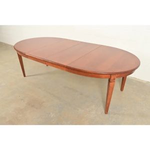 Baker Furniture Style French Regency Louis XVI Carved Walnut Extension Dining Table, Newly Refinished